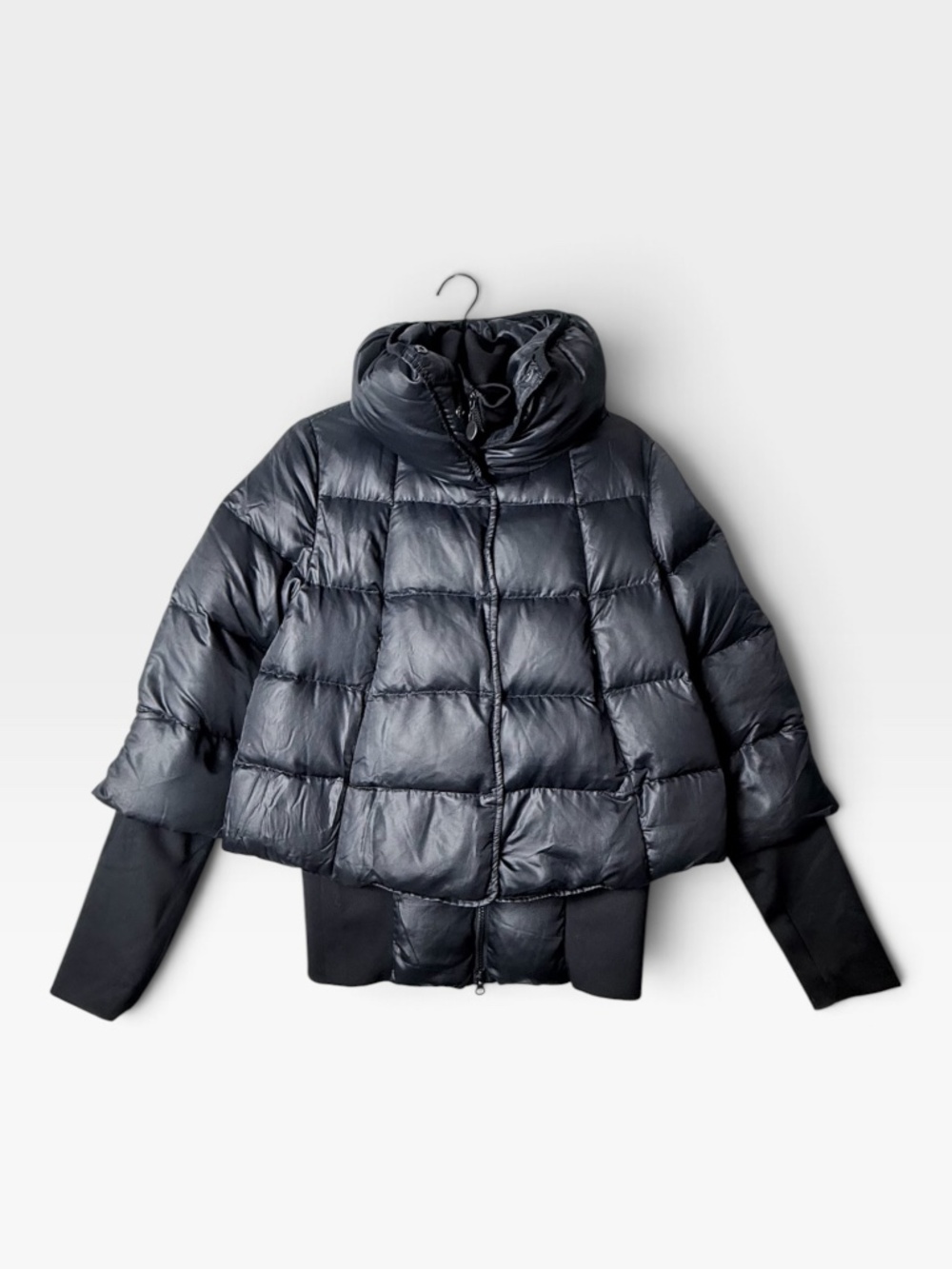 Stile Benetton Down Feather Puffer Jacket Size 44 Women's Black Winter